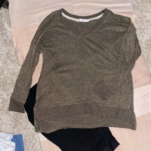Olive Green Potter’s Pot V-Neck Sweater